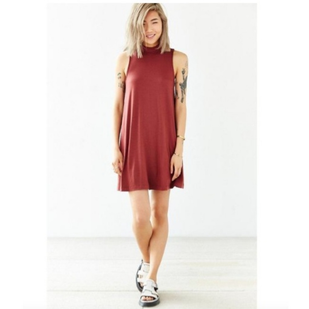 Silence + Noise Mock Turtleneck Swing Mini Dress